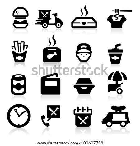 Fast food icons set Elegant series Fast food icons set Elegant series