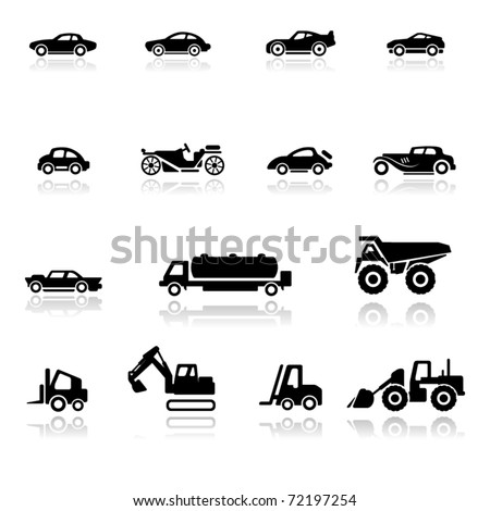 Free Vector Icon Sets on Icon Set Cars And Industrial Vehicles Stock Vector 72197254