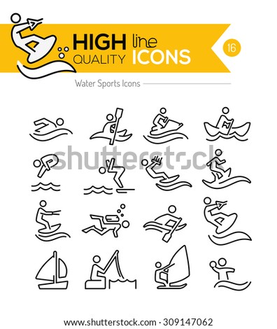 Water Sport Line Icons Series