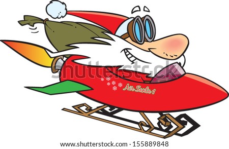 Cartoon Santa Claus Riding In A Rocket Sled Stock Vector Illustration