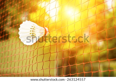 Hanging in the badminton net badminton