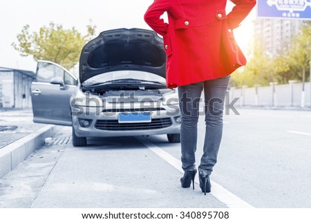 girl and Car with problems