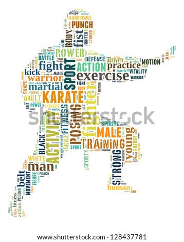 Karate info-colorful text graphic and arrangement concept on white background (word cloud)