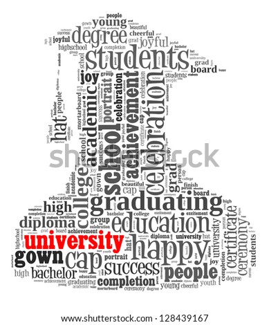 University info-text graphic and arrangement concept on white background (word cloud)