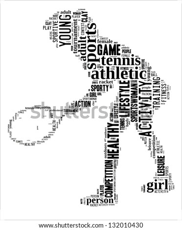 Tennis Player Info Text Graphic And Arrangement Concept On White Background Word Cloud Stock