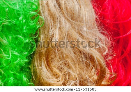 Colorful wigs abstract background