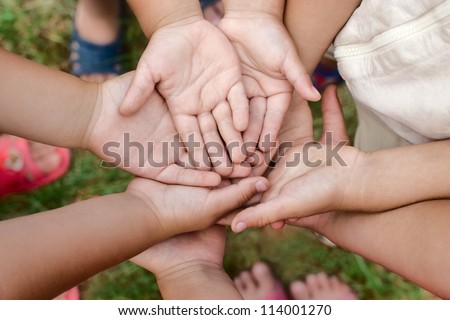 Kids hands symbol of friendship