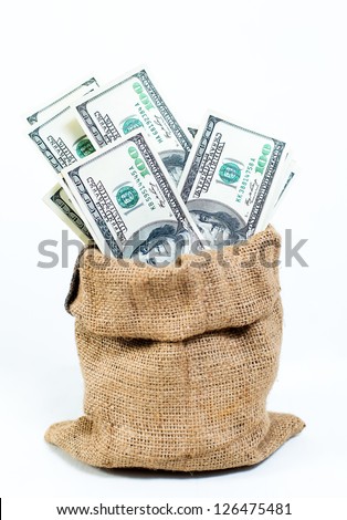 Lot of money in cloth bag