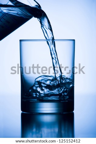 Pouring water from a pitcher into a glass