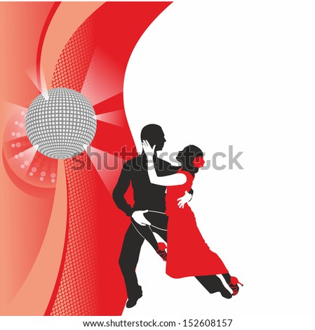 red background with dancing couple