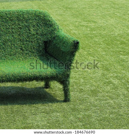 eco style of interior decoration the grass sofa with green grass floor