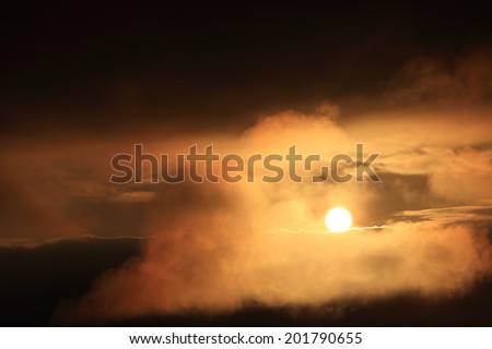 sun on the sky with cloud