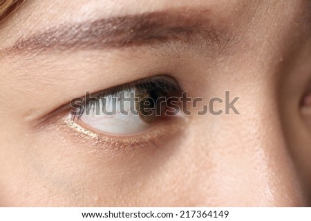close up image of human eye used fashion contact lens