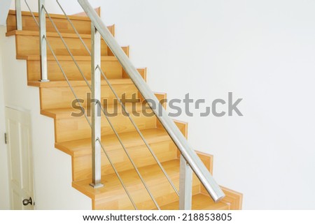 wood staircase interior in the modern house