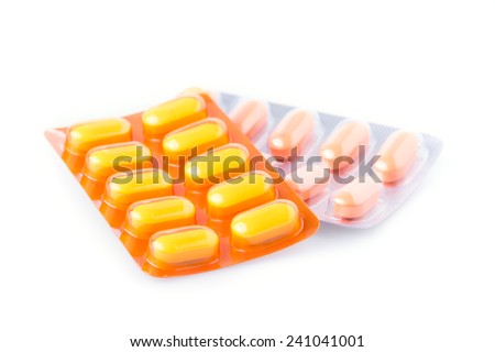 pills of medicine isolated on white background