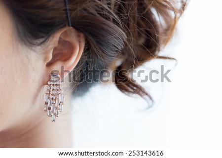 earring luxury jewelry of beautiful woman
