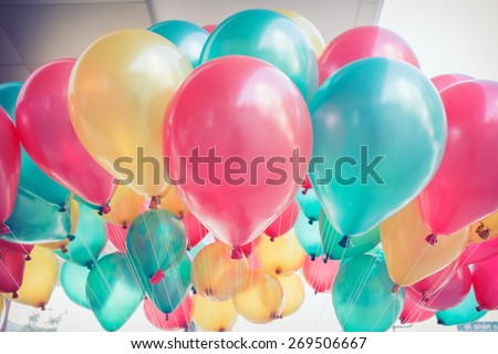 colorful balloons with happy celebration party background