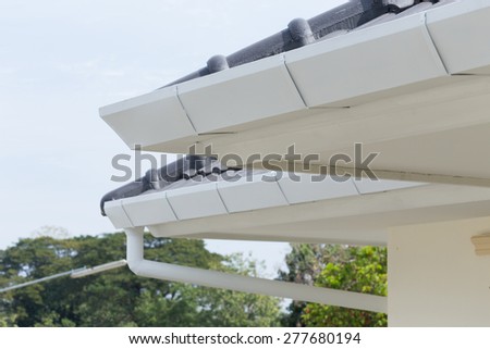 gutter on the roof top of house