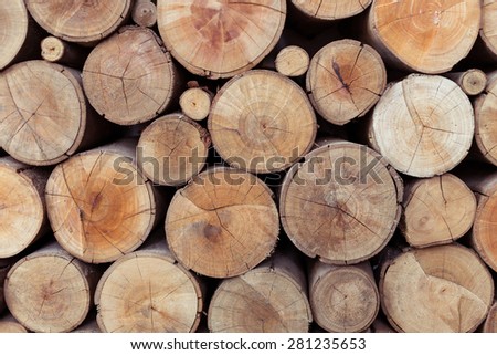 Pile of wood logs storage for industry
