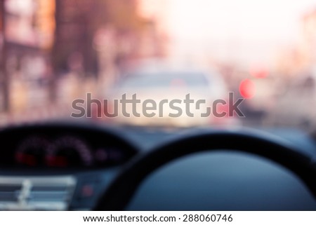 abstract blur driving on road, view of driver in car