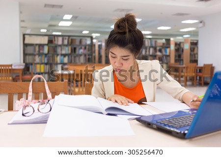 study education, woman worked in the library