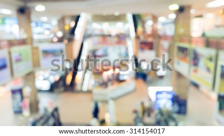 blur department store background with bokeh light decoration in a big shopping mall