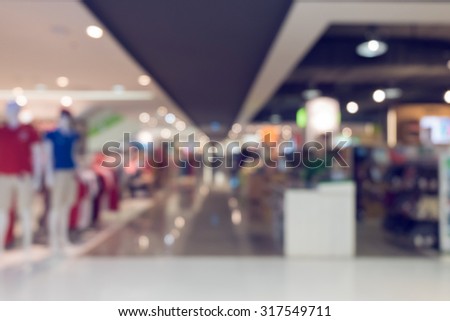 department store shopping mall, image blur defocused background