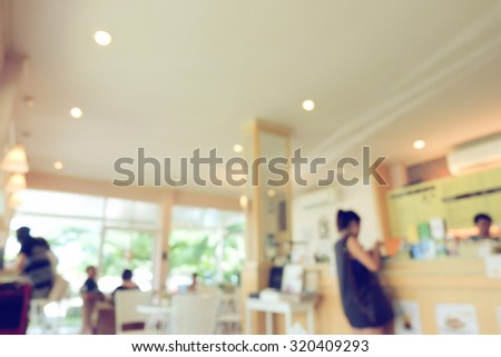 blur cafe background, cafe coffee shop with people customer
