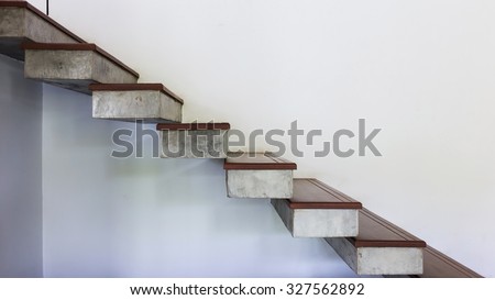 staircase on white mortar wall, design of modern home