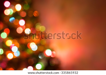 christmas background, image blur colorful bokeh defocused lights decoration on christmas tree