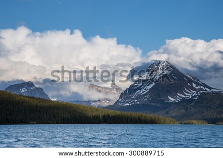 Clouds covering mountains at the Canadian Rockies in Banff National Park, Alberta, Canada