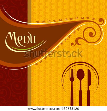 illustration of template for menu card with cutlery illustration of template for menu card with cutlery