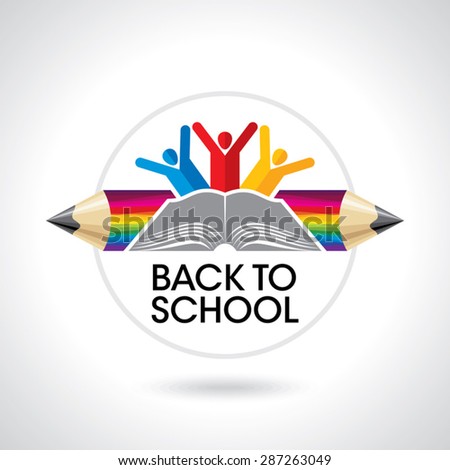 happy students with pencil icon educational symbol happy students with pencil icon educational symbol
