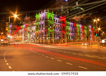 BRISBANE, AUSTRALIA - MAY 24 2014 : Brisbane Treasury Casino houses a hotel, five restaurants, seven bars and a nightclub