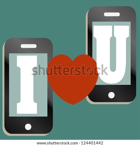 A mobile phone Valentine text message illustration