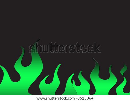 stock photo Dark green flames on a gray page background