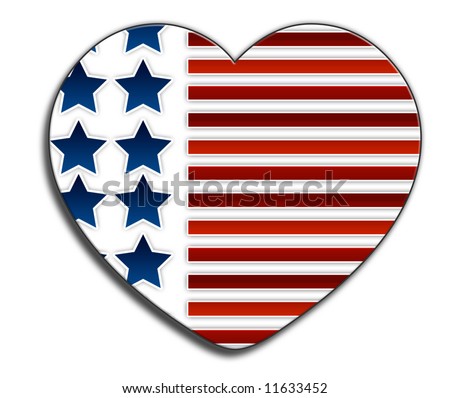 A love heart in the style of the stars and stripes