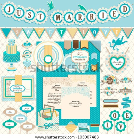 Wedding`s Day scrapbook elements Vector illustration Wedding`s Day scrapbook elements Vector illustration