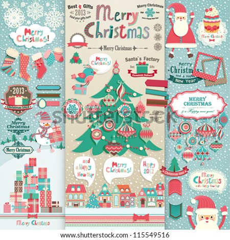 Christmas scrapbook elements Vector illustration Christmas scrapbook elements Vector illustration