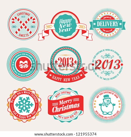 Christmas set labels and emblems Vector illustration Christmas set labels and emblems Vector illustration