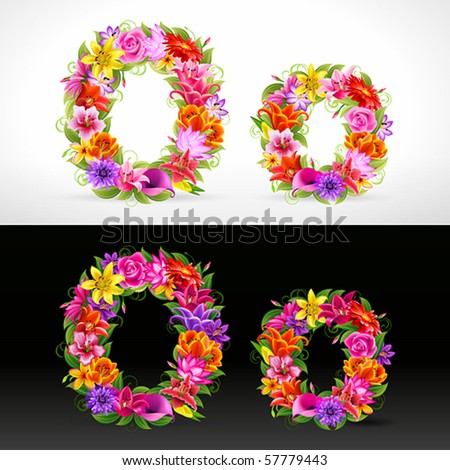 O, Vector Colorful Flower Font - 57779443 : Shutterstock