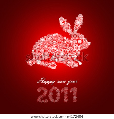 stock vector : new year rabbit snowflake illustration