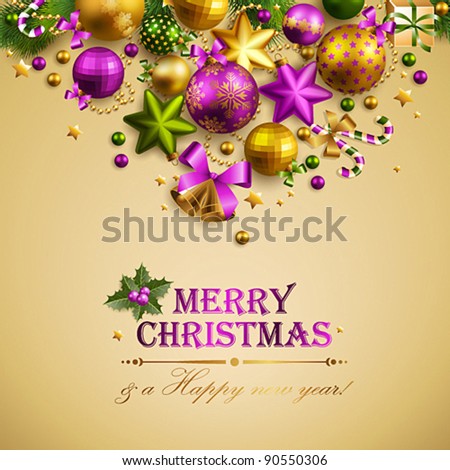 Beautiful christmas background with place for text. Vector illustration.