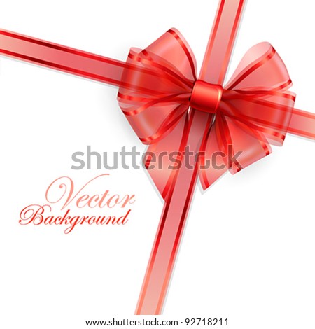 Red Transparent Bow Isolated On White. Vector Illustration. - 92718211