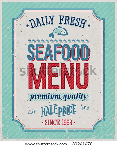 Vintage SeaFood Poster Vector illustration Vintage SeaFood Poster Vector illustration