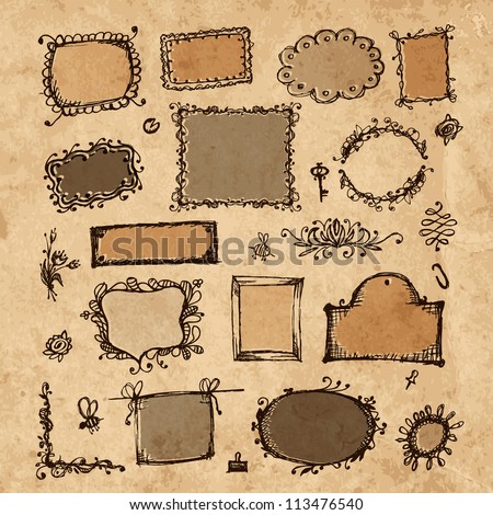 Logo Design Sketches on Sketch Of Frames  Hand Drawing For Your Design Stock Vector 113476540