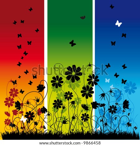 Summer Backgrounds on Abstract Summer Background  Flowers And Butterflies Stock Vector