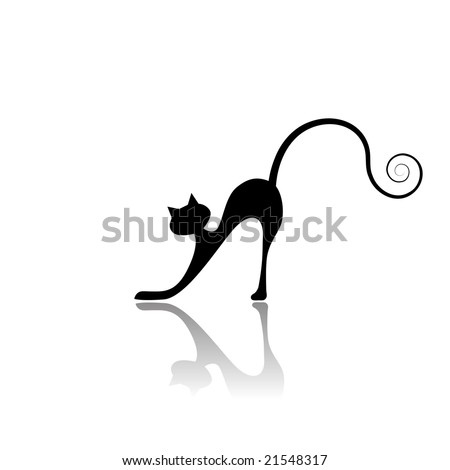 Logo Design on Black Cat Silhouette For Your Design Stock Vector 21548317