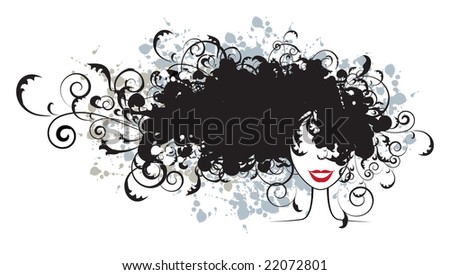 stock vector : Floral hairstyle, woman face silhouette for your design