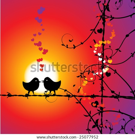 love birds kissing wallpaper. stock vector : Love, irds